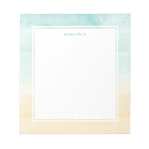 Beach Blue Tan Abstrakt Watercolor Struktur Namn Anteckningsblock