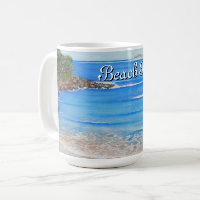Beach Blue Vågar AkrylMÅLSmålningskaffe Mugg (Framsida vänster)