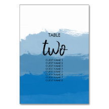 Beach Blue Watercolor Bröllop Bordsnummer