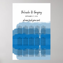 Beach Blue Watercolor Bröllop-sätesdiagram Poster