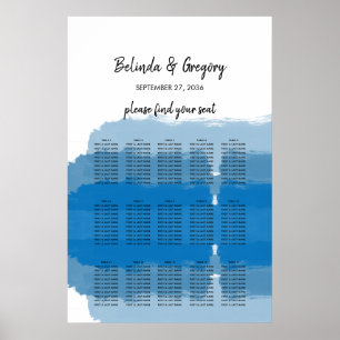 Beach Blue Watercolor Bröllop-sätesdiagram Poster