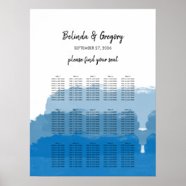 Beach Blue Watercolor Bröllop-sätesdiagram Poster