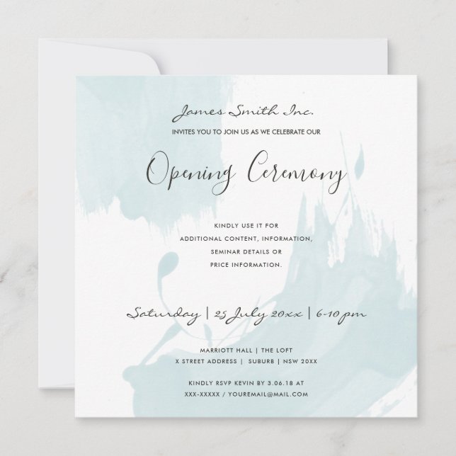 BEACH BLUE WATERCOLOR BRUSHSTROKE OPENING CEREMONY INBJUDNINGAR (Framsida)
