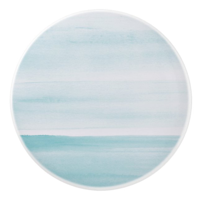 Beach Blue Watercolor Ceramic Knob Knopp (Framsidan)