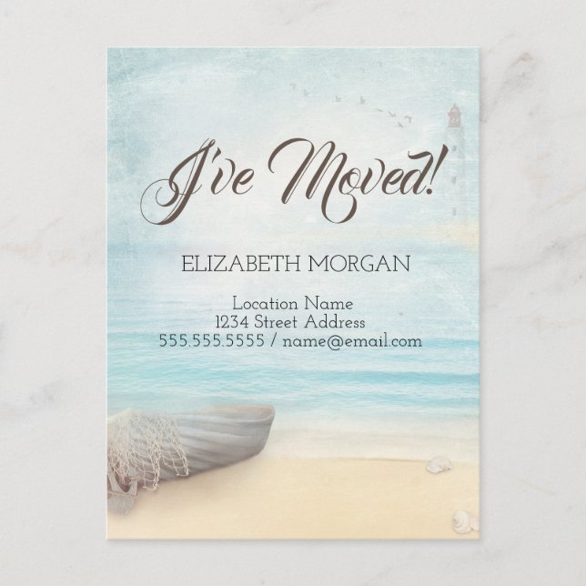 Beach Boat Lighthouse Flytta Meddelande Vykort (Framsida)