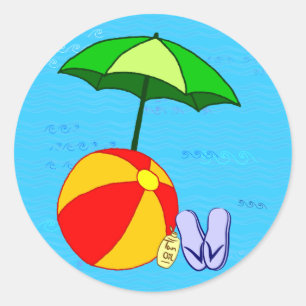 Beach Boll Bassäng Umbrella Sticker Runt Klistermärke