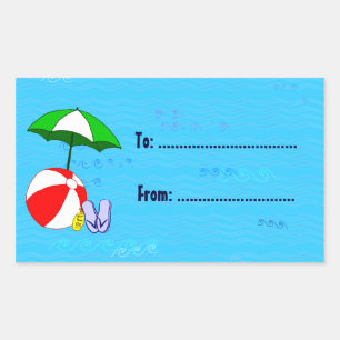 Beach Boll Parbrella Anpassningsbar Märkre Sticker Rektangulärt Klistermärke