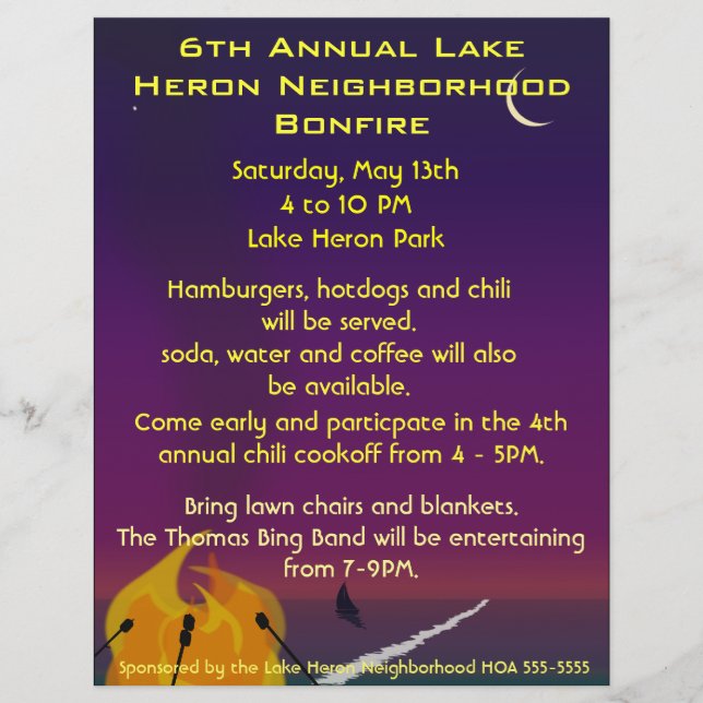 Beach Bonfire Party Flyer (Framsidan)