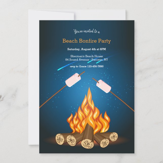 Beach Bonfire Party Inbjudningar (Framsida)