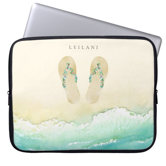Beach Botanical Flinflip flops Laptop Fodral (Framsidan)
