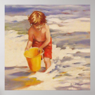 Beach Boy Child i vinkara havet Poster