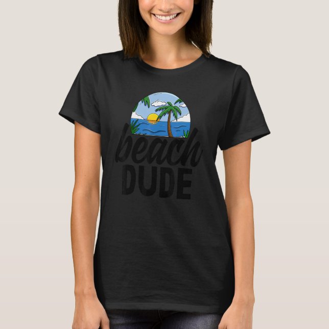 "Beach Boy Women Beach Äventyr Kärlek Sunrise" T Shirt (Framsida)