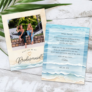 Beach Bridesmaid Frieri kort med Ocean Vågar