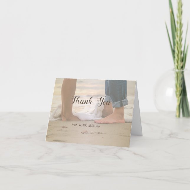 Beach-bröllop,Foots-tackkort Tack Kort (Framsida)