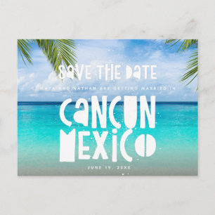 Beach-bröllop i Cancún Mexiko Spara datumet Meddelande Vykort