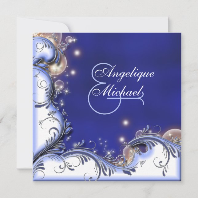 Beach bröllop tropiska kustområdets elfenbensblått inbjudningar (Framsida)