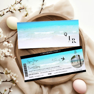 Beach bröllopsinbjudan Boarding pass biljett Inbjudningar