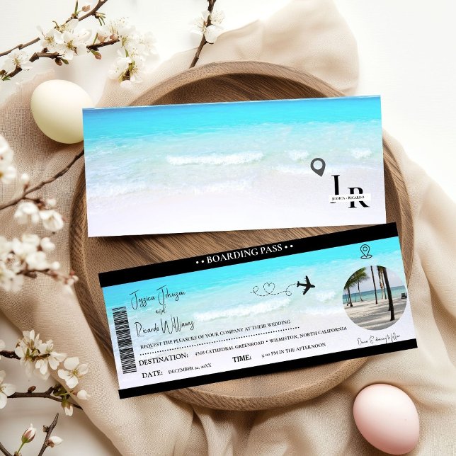 Beach bröllopsinbjudan Boarding pass biljett Inbjudningar (Skapare uppladdad)