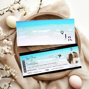 Beach bröllopsinbjudan Boarding pass biljett Inbjudningar