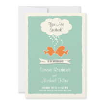 Beach bröllopsinbjudan med kyssande fisk