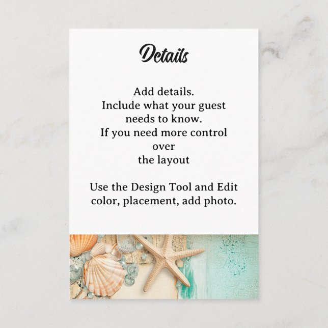 Beach bröllopsseashar 2 tilläggskort (Baksida)