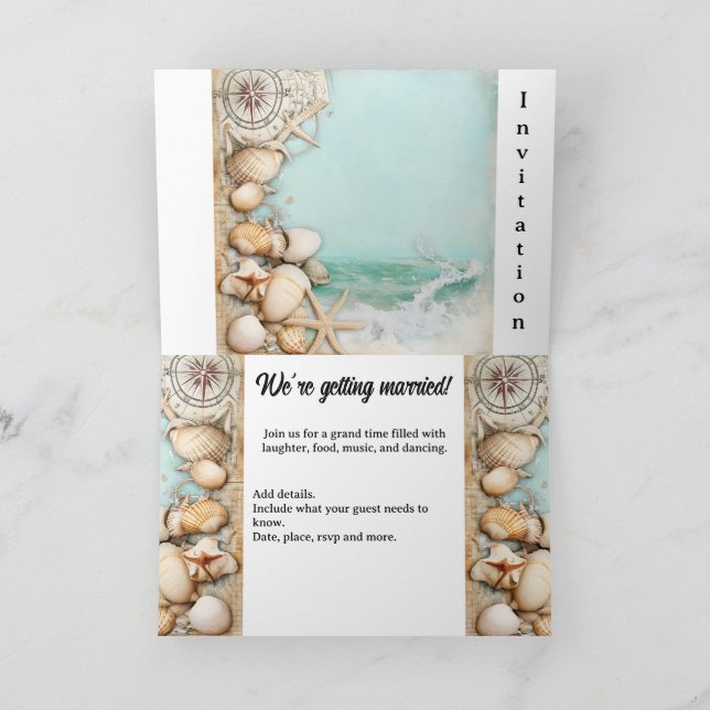 Beach bröllopsseashar 3 inbjudan (Inuti)