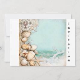Beach bröllopsseashar 3 inbjudningar