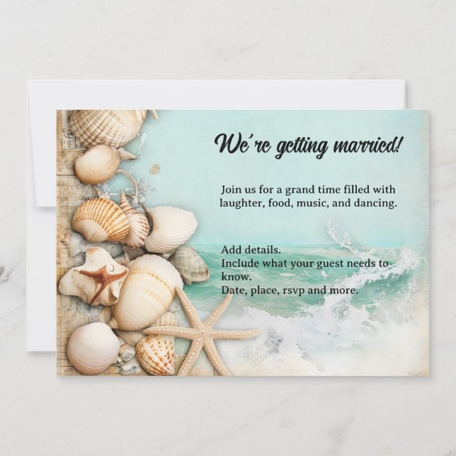 Beach bröllopsseashar 3 inbjudningar (Baksida)