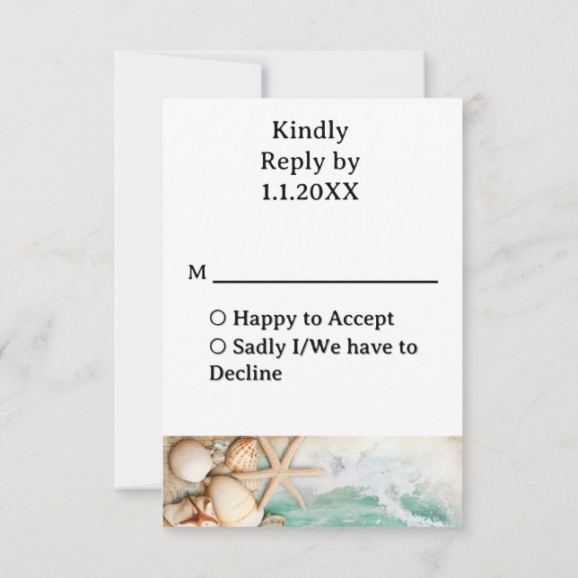 Beach bröllopsseashar 3 OSA kort (Baksida)