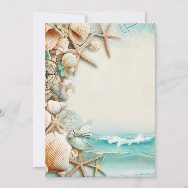 Beach bröllopsseashar inbjudningar (Framsida)