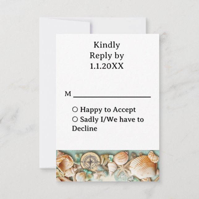 Beach bröllopsseashar OSA kort (Baksida)