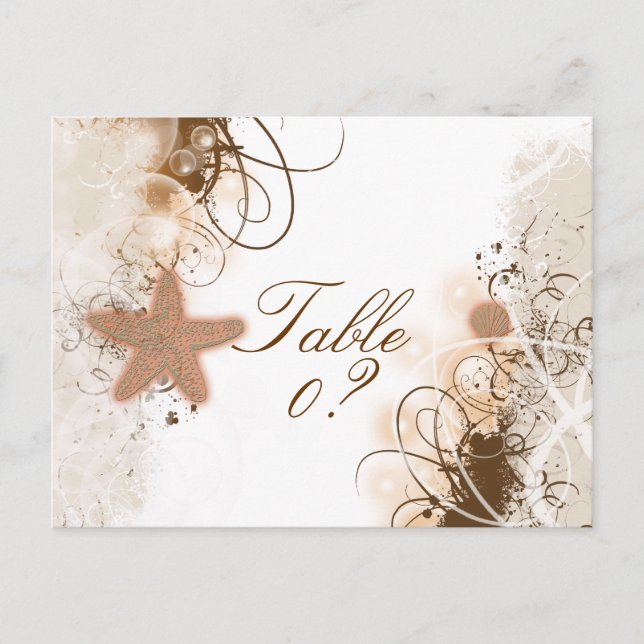 Beach-bröllopstema ~ bordsnummer-kort vykort (Framsida)