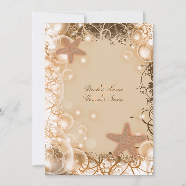 Beach bröllopstema ~ elegant mottagning inbjudningar (Framsida)