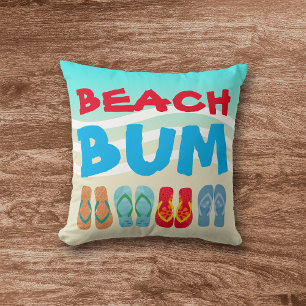 Beach Bum Beach Sand Bright Aqua Vågar Kudde