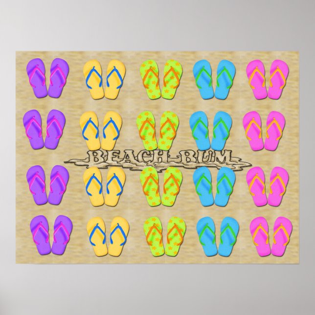Beach Bum Flinflip flops Poster/skriver ut Poster (Framsidan)