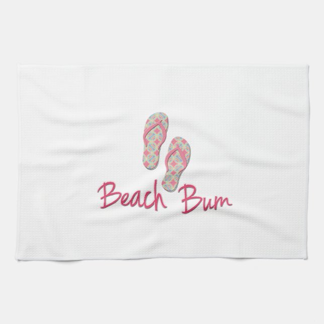 Beach bum flip flop design! kökshandduk (Horisontell)