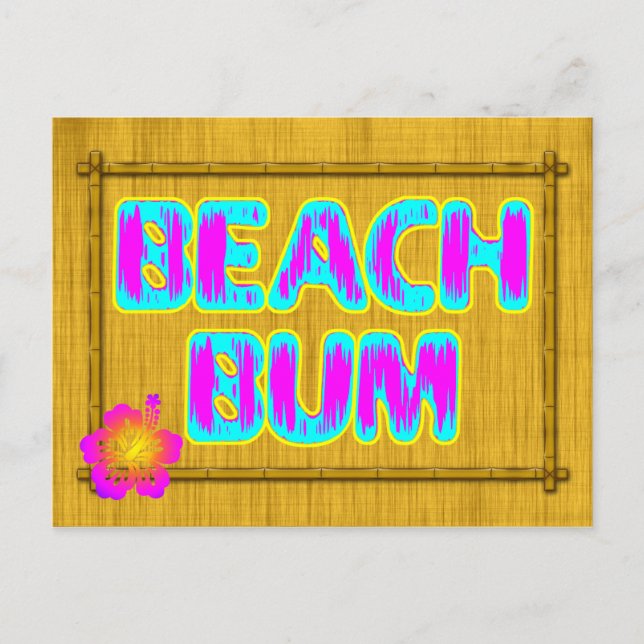 Beach Bum Funny Sayed Rosa and Teal Vykort (Framsida)