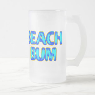 Beach Bum Funny Slogan i Blue Frostat Ölglas