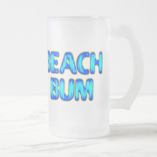 Beach Bum Funny Slogan i Blue Frostat Ölglas (Höger)