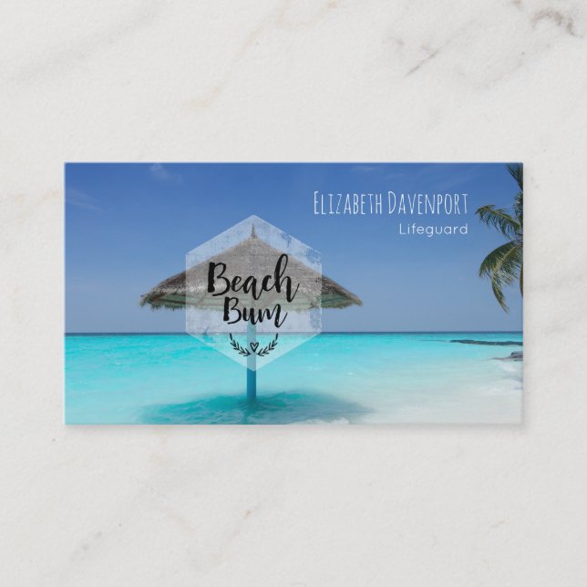 Beach Bum med tunt Beach-paraply Visitkort (Framsida)