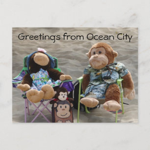 Beach Bum Monkey Vykort