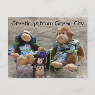 Beach Bum Monkey Vykort