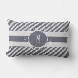 Beach Bum Navy Blue Stripe with Monogram Lumbarkudde