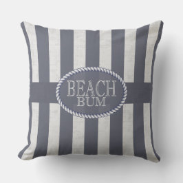 Beach Bum Seas Dag Blue och White Nautical Utomhuskudde
