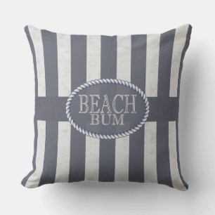 Beach Bum Seas Dag Blue och White Nautical Utomhuskudde