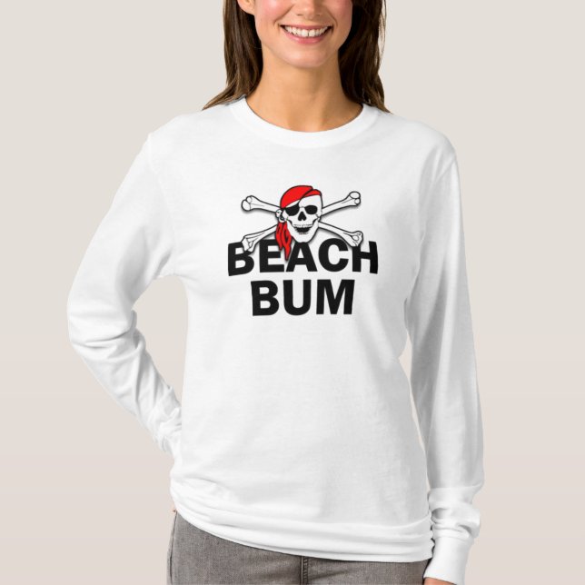 Beach Bum Skull och Crossbone Pirat Tee Shirt (Framsida)