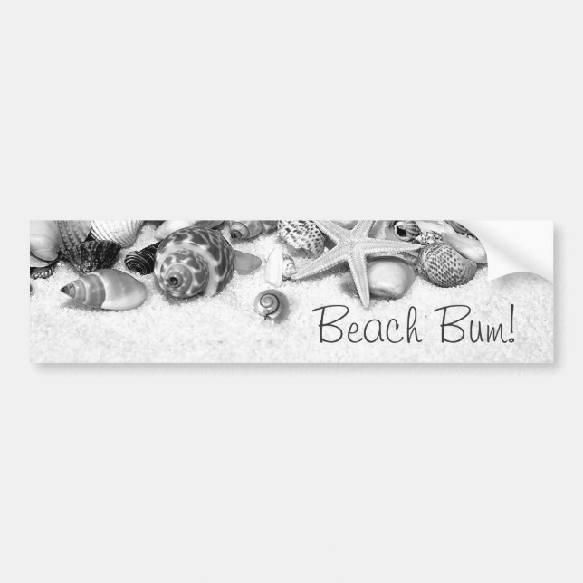 Beach Bum Snäckors & Starfish Bumper Sticker Bildekal (Framsidan)