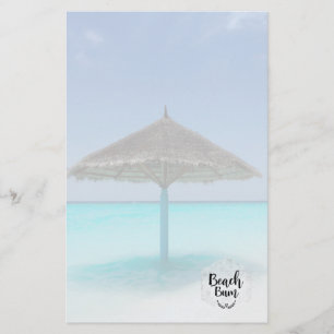Beach Bum Typography - Umbrella on Tropical Beach Brevpapper