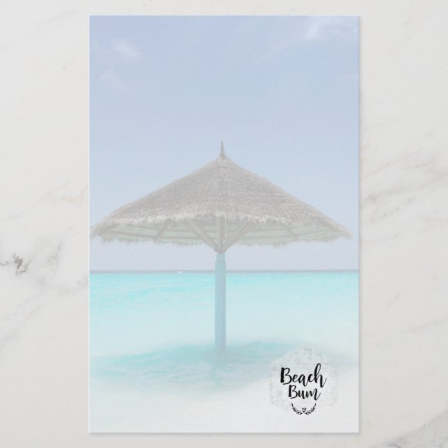 Beach Bum Typography - Umbrella on Tropical Beach Brevpapper (Framsida)