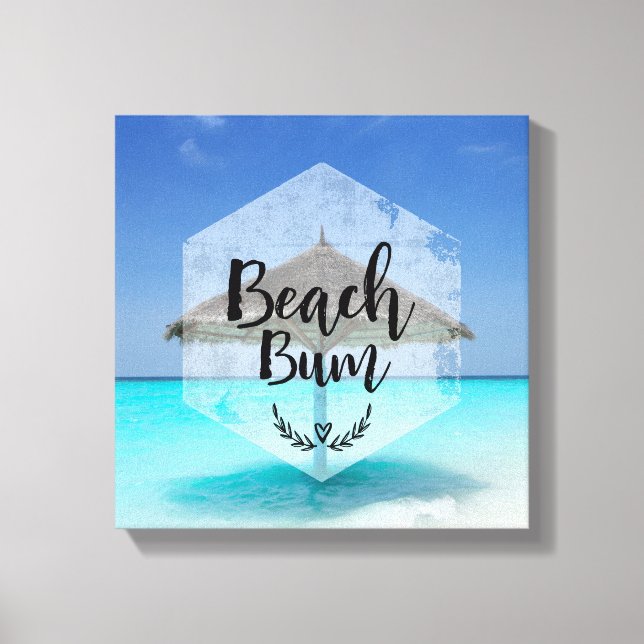 Beach Bum Typography - Umbrella on Tropical Beach Canvastryck (Framsida)